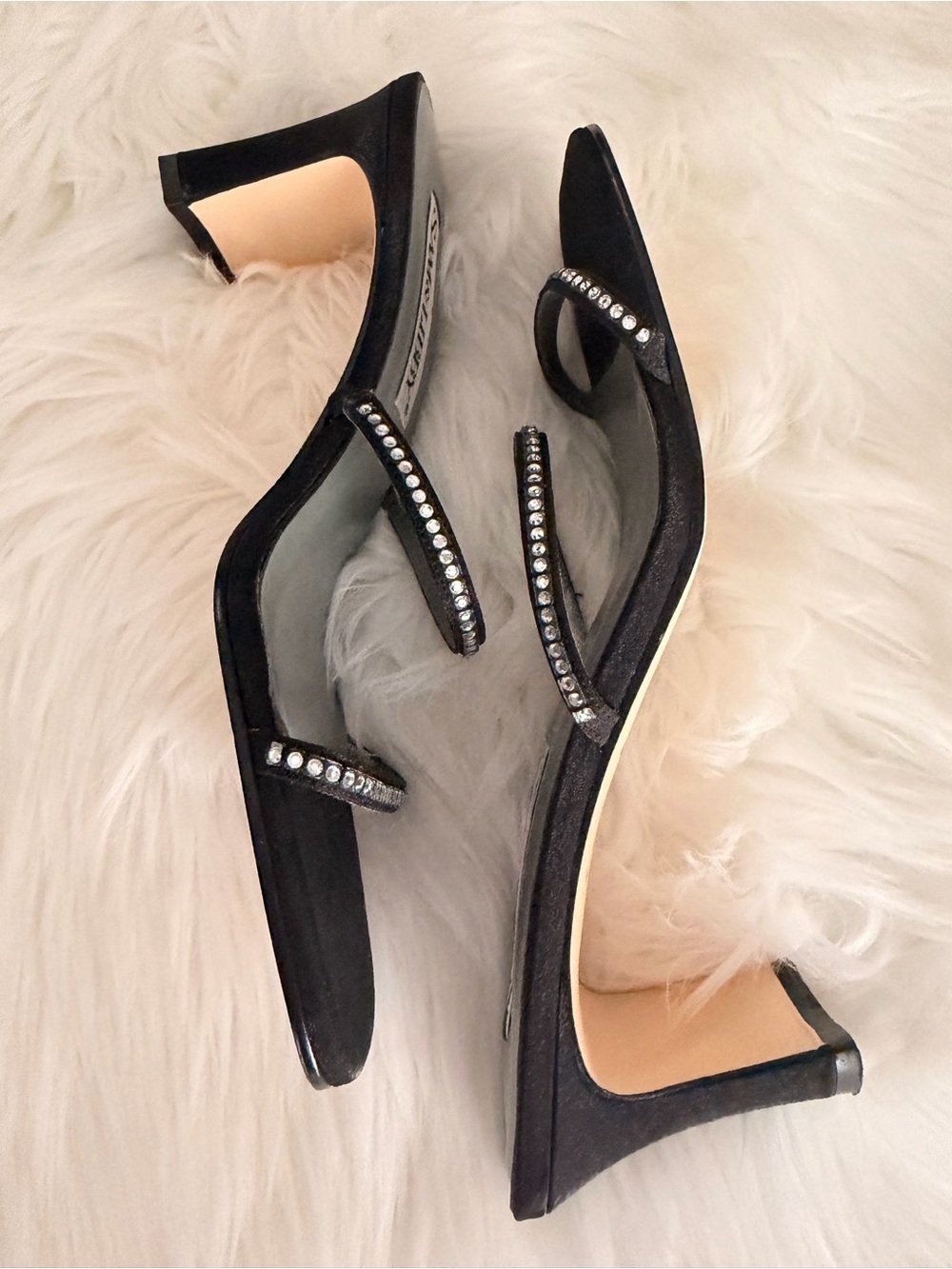 Sam & Libby Black Rhinestone-Embellished Slide Mules - Picture 3 of 10